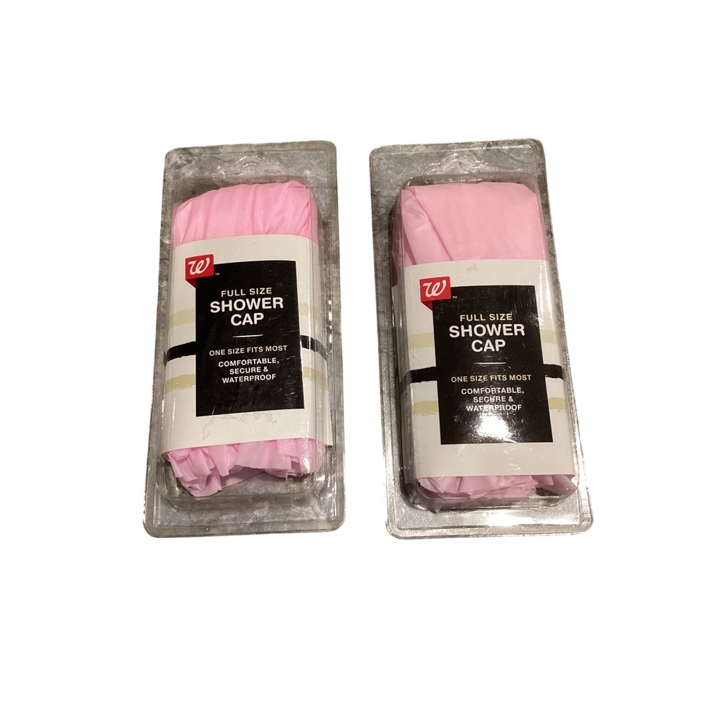 Lot of 2 Walgreens‎ Full Size Shower Cap Pink One Size Waterproof New WIC 347354